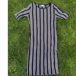 LuLaRoe‎ Women's Striped Casual Midi Dress Short Sleeve Stretch XL
